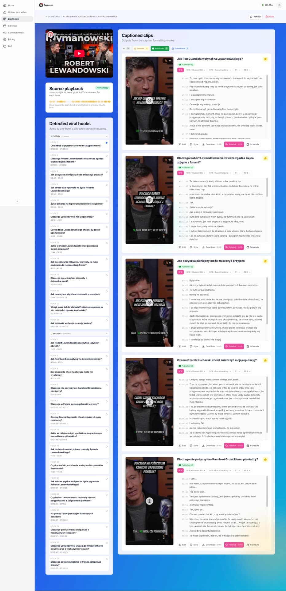 CapVerse Clips Detail View