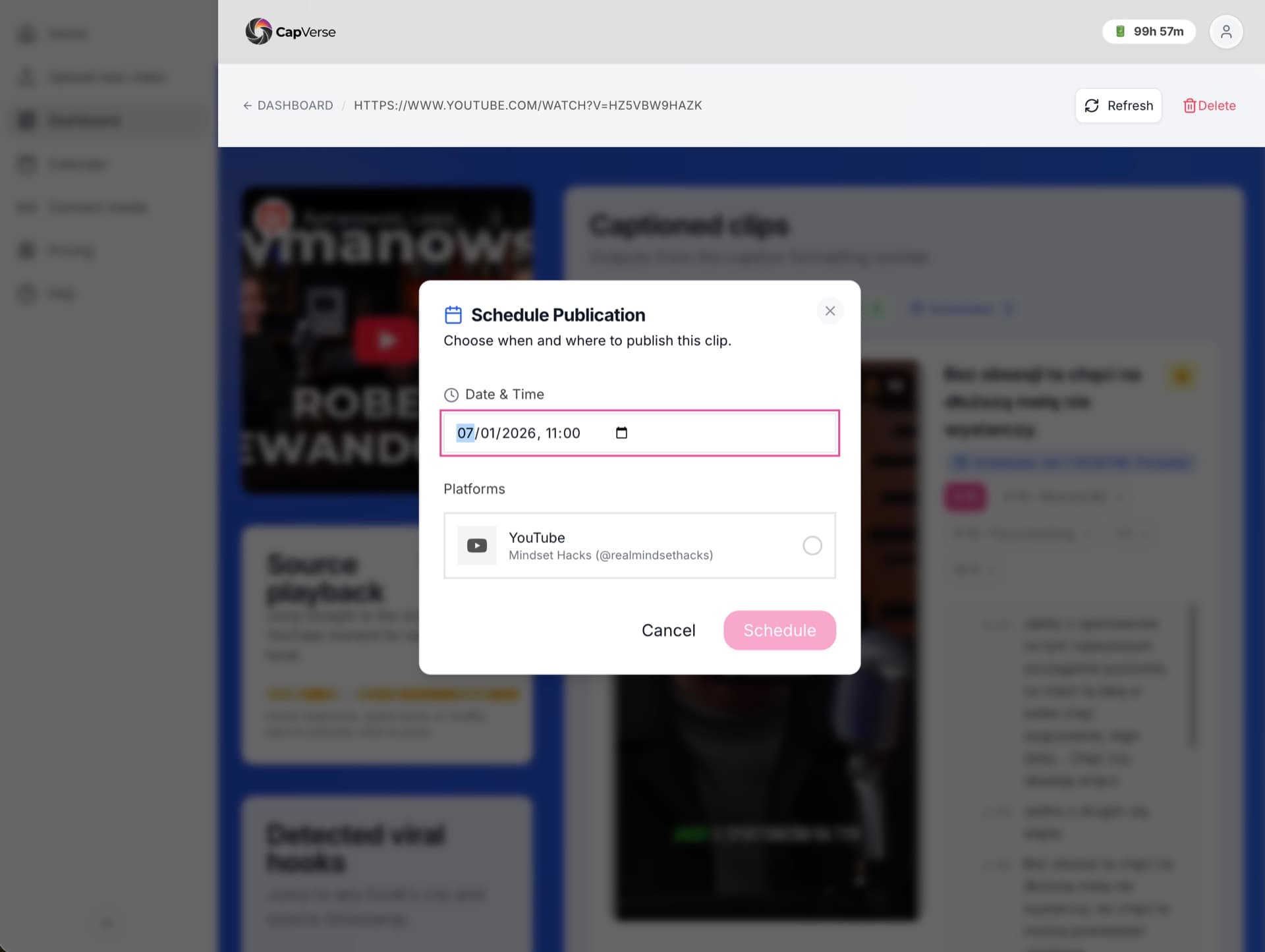 CapVerse Schedule Dialog